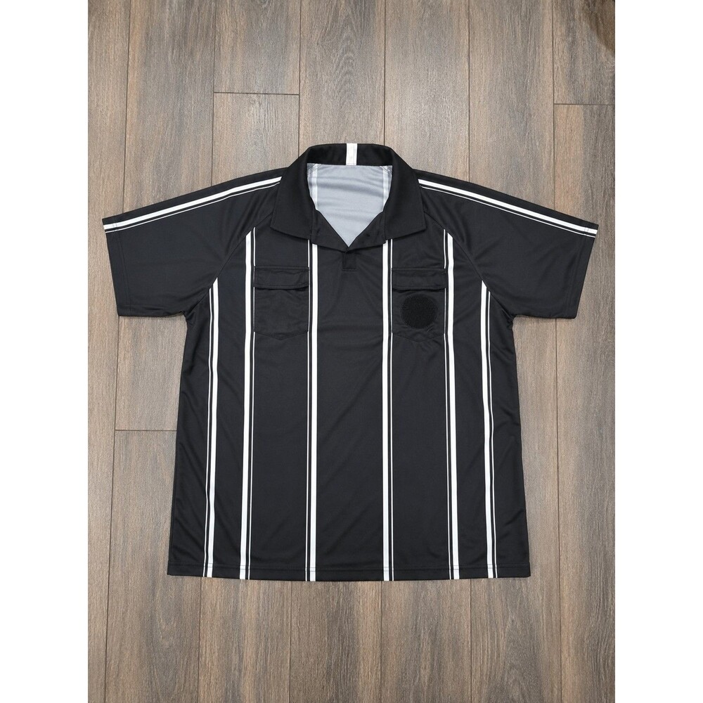 Referee Jersey Adult XXL Black White Striped Soccer Official Uniform Shirt